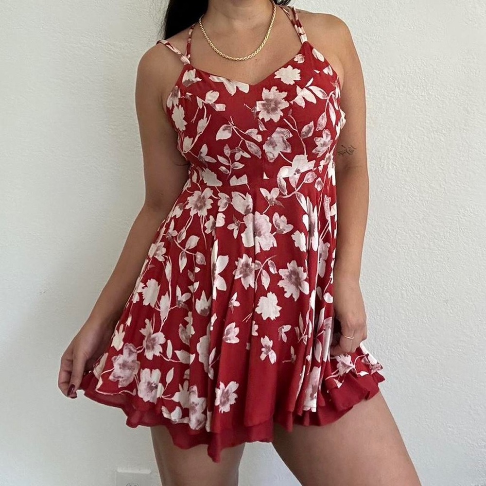Urban Outfitters Red Dress with Open Back Cross Straps
